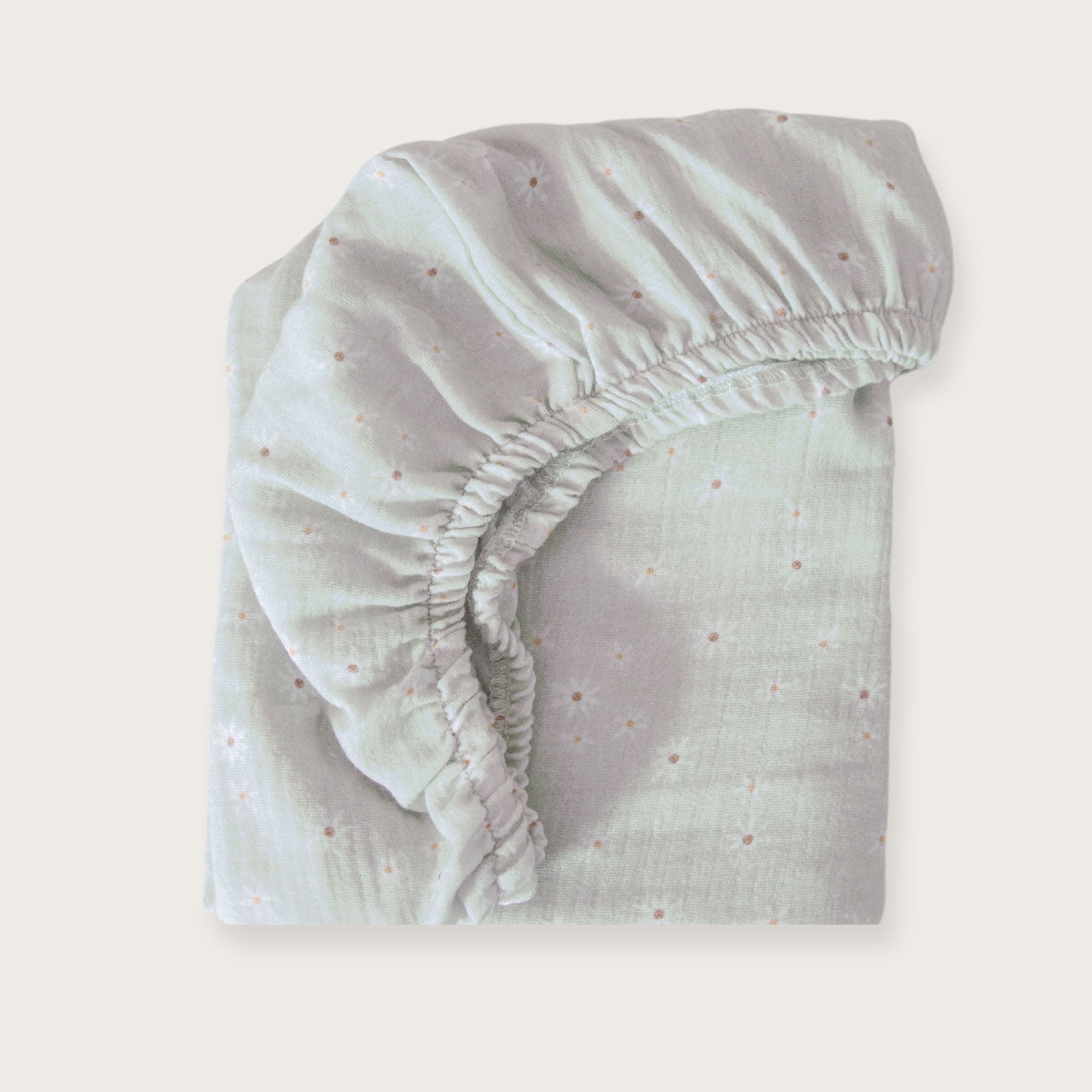 Sage Daisy Moses Basket Muslin Fitted Sheet