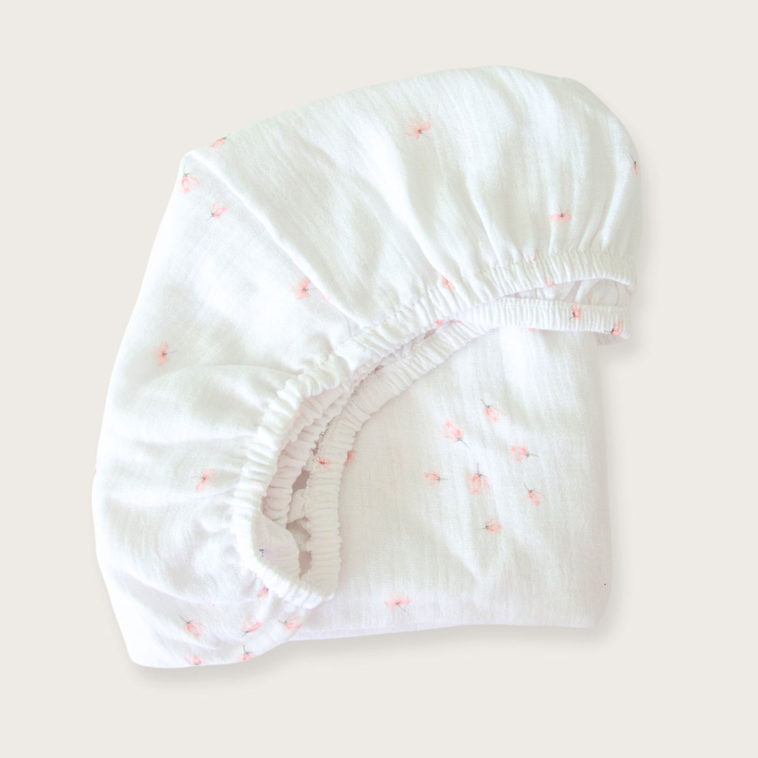 Pink Rose Moses Basket Muslin Fitted Sheet