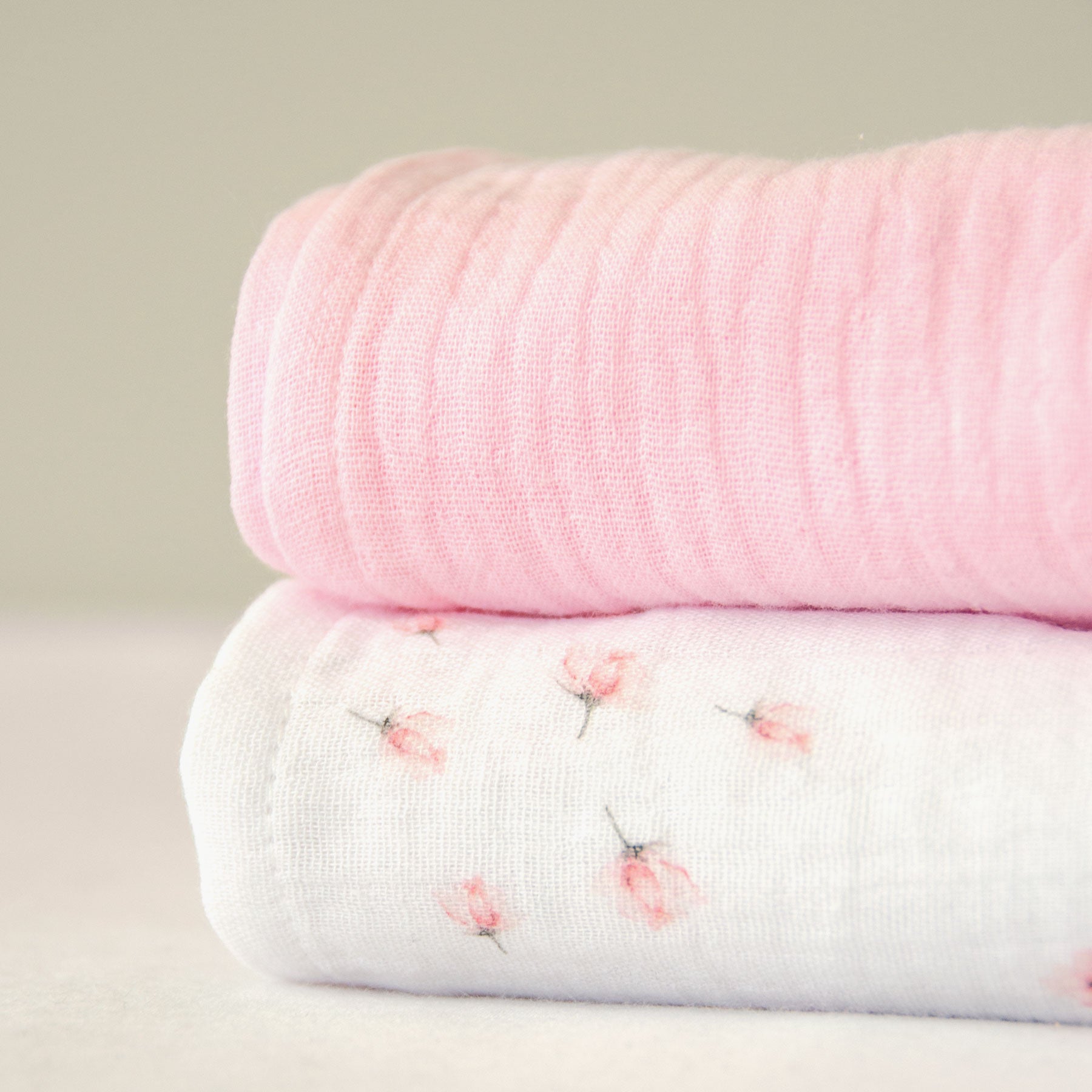 Pink Rose Muslin Blanket Set