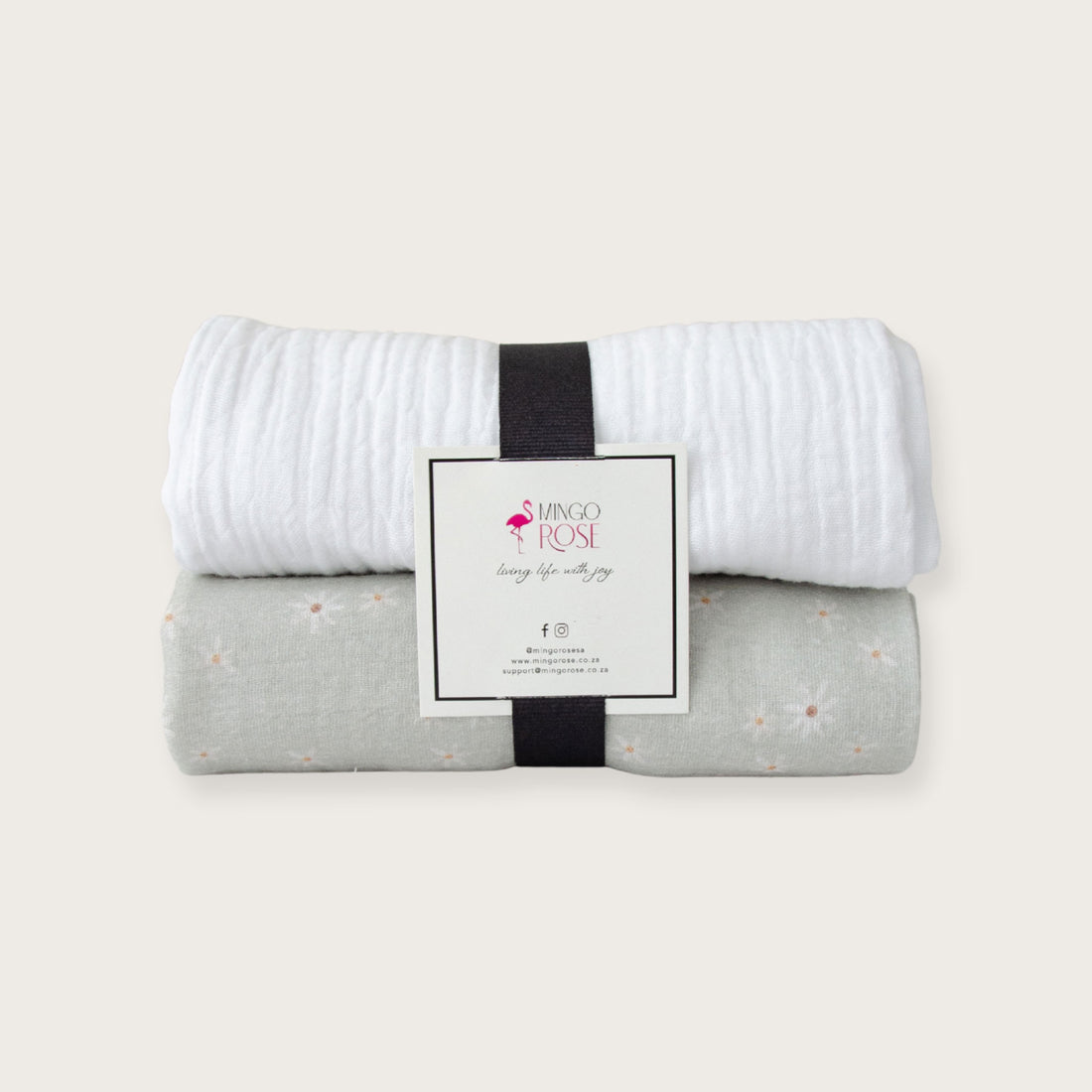Sage Daisy Muslin Blanket Set
