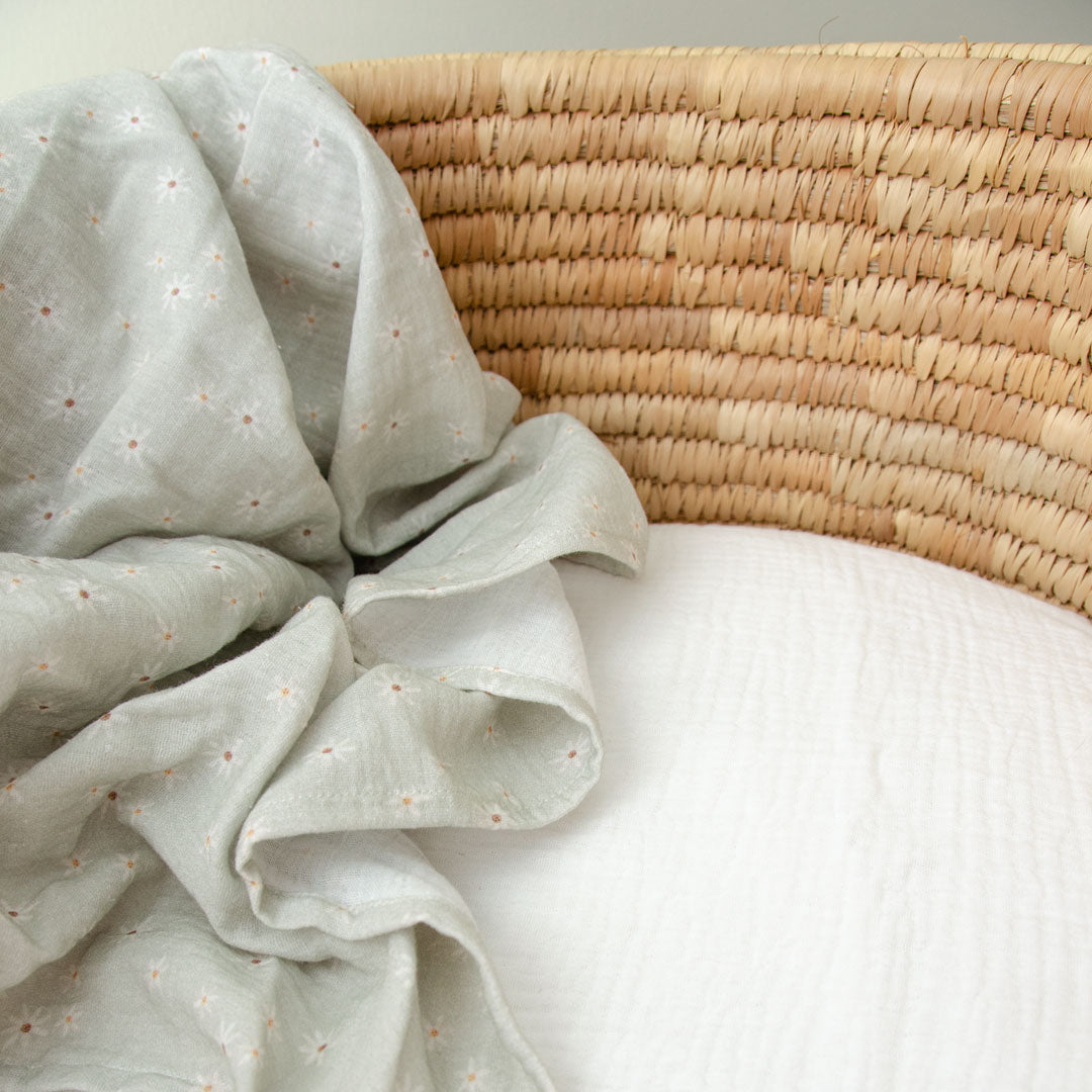 Moses Basket Muslin Fitted Sheet