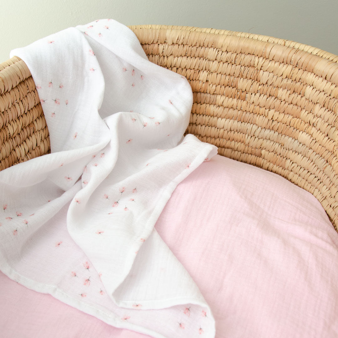 Moses Basket Muslin Fitted Sheet