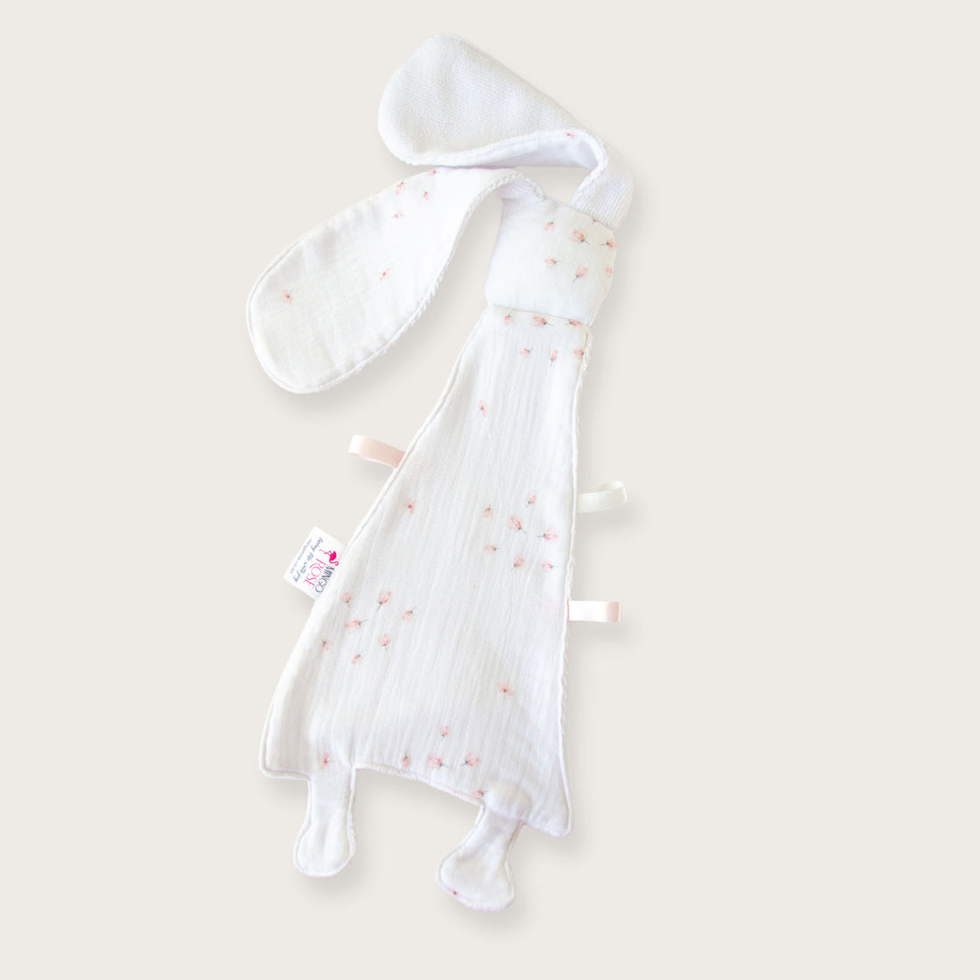 Pink Rose Muslin Bunny Sensory Taglet