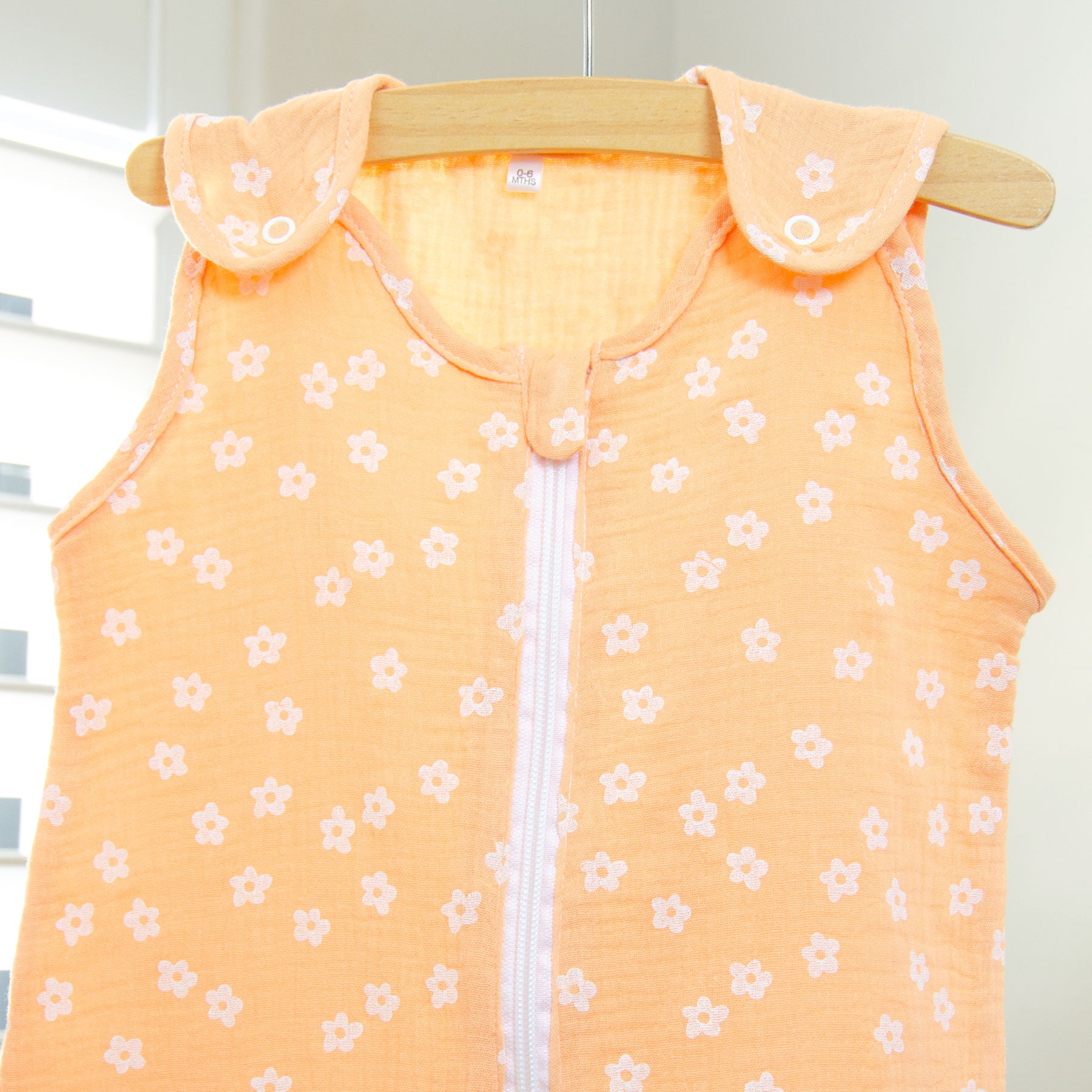 Peach Daisy Muslin Summer Sleeping Bag &amp; Blanket Set