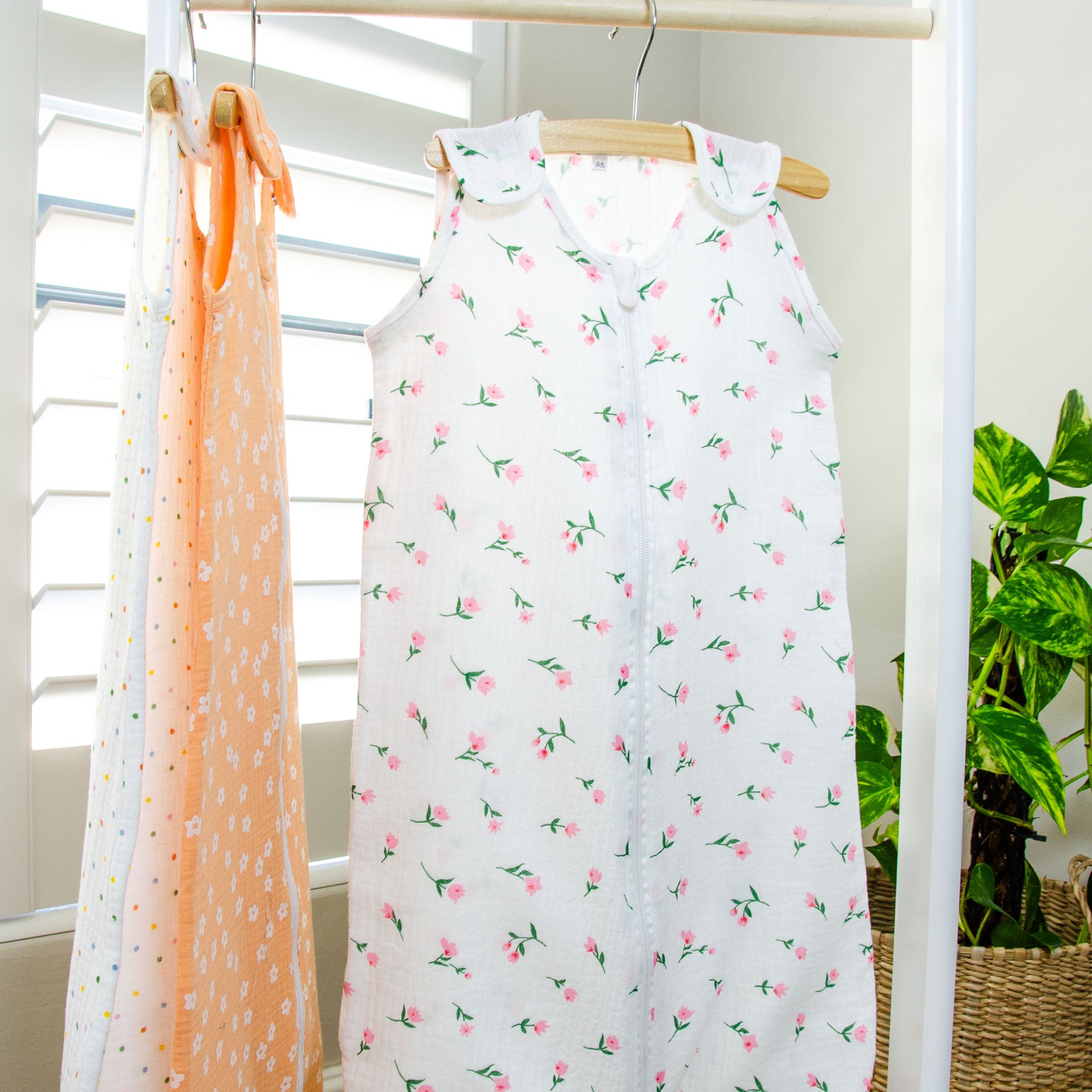 Floral Muslin Summer Sleeping Bag &amp; Blanket Set