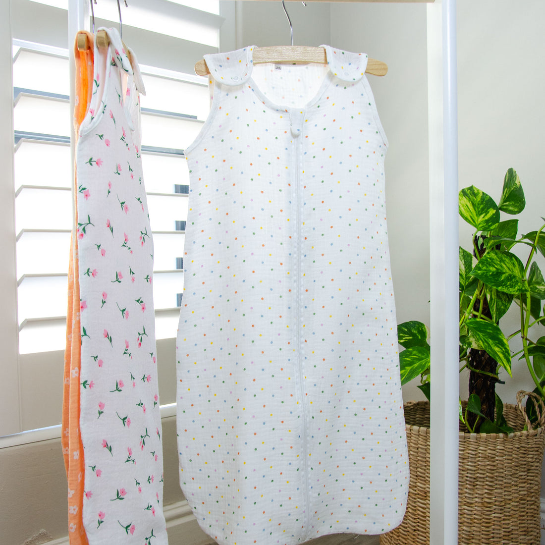 Spotty Muslin Summer Sleeping Bag & Blanket Set
